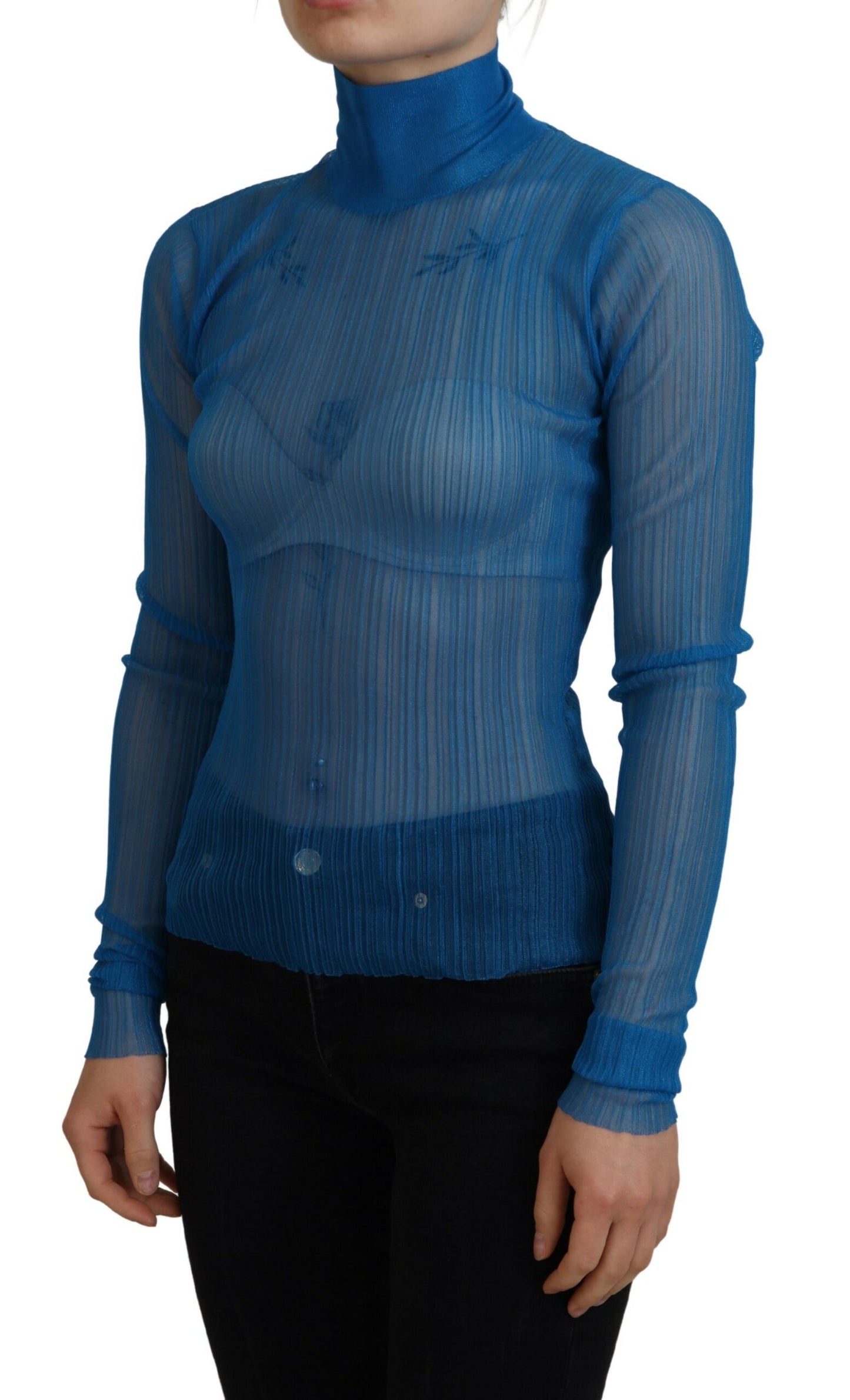 Dolce & Gabbana Elegantes blaues Mesh-Blusen-Top