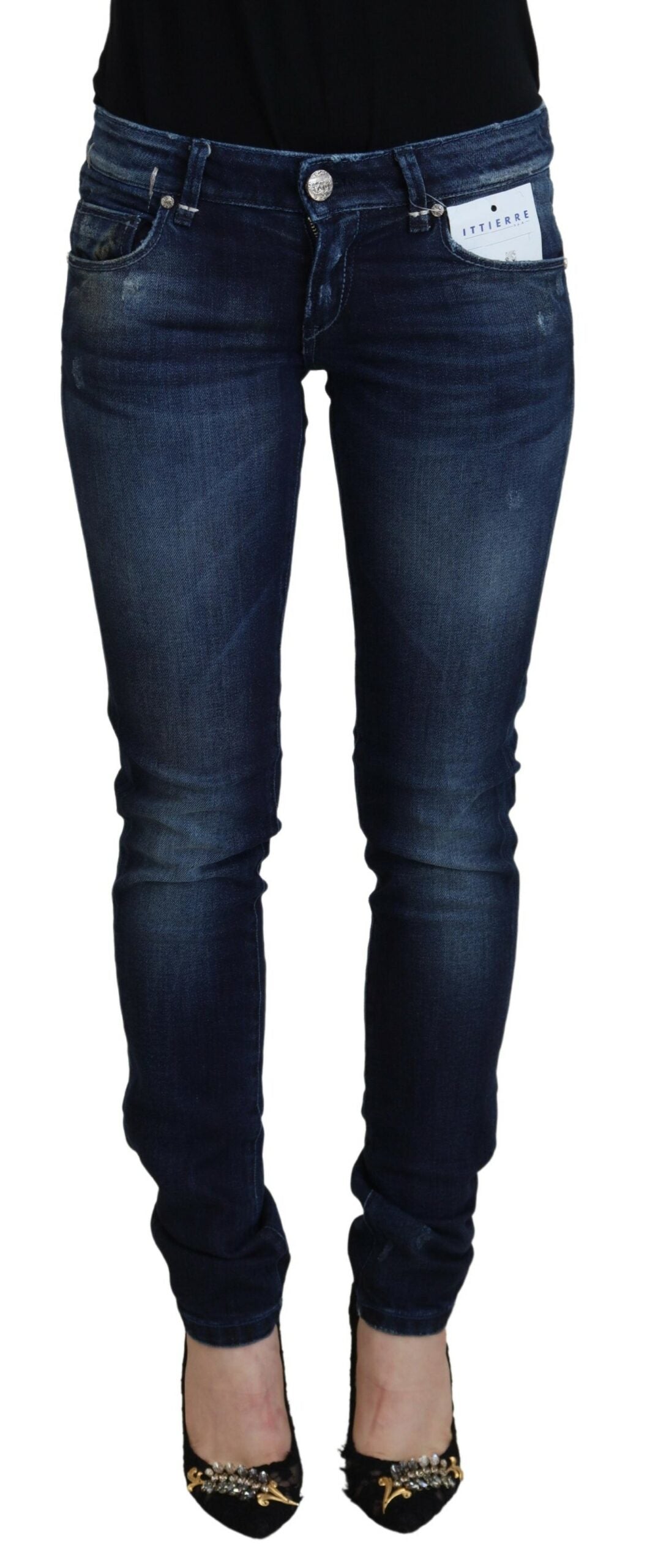 Acht Schicke Skinny Denim-Hose mit niedriger Taille