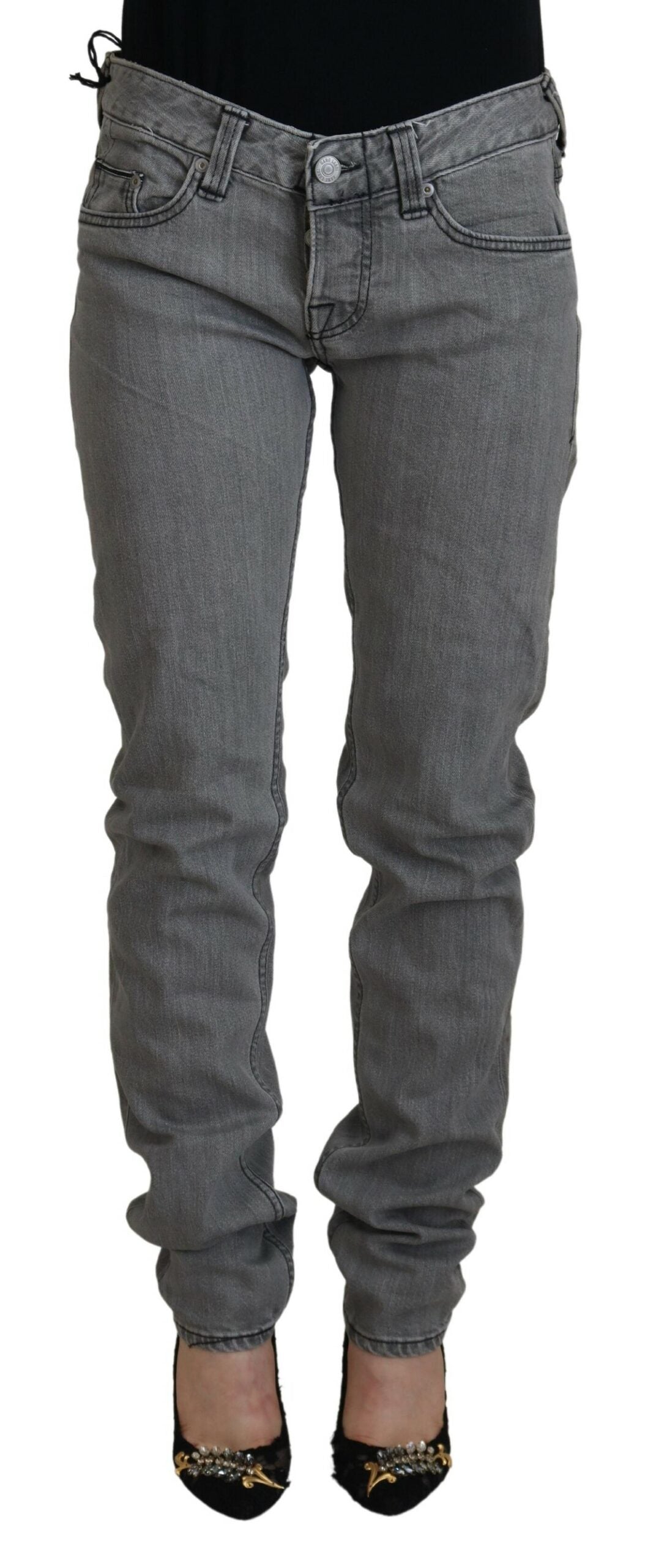 Care Label Chic grey skinny jeans with low waist