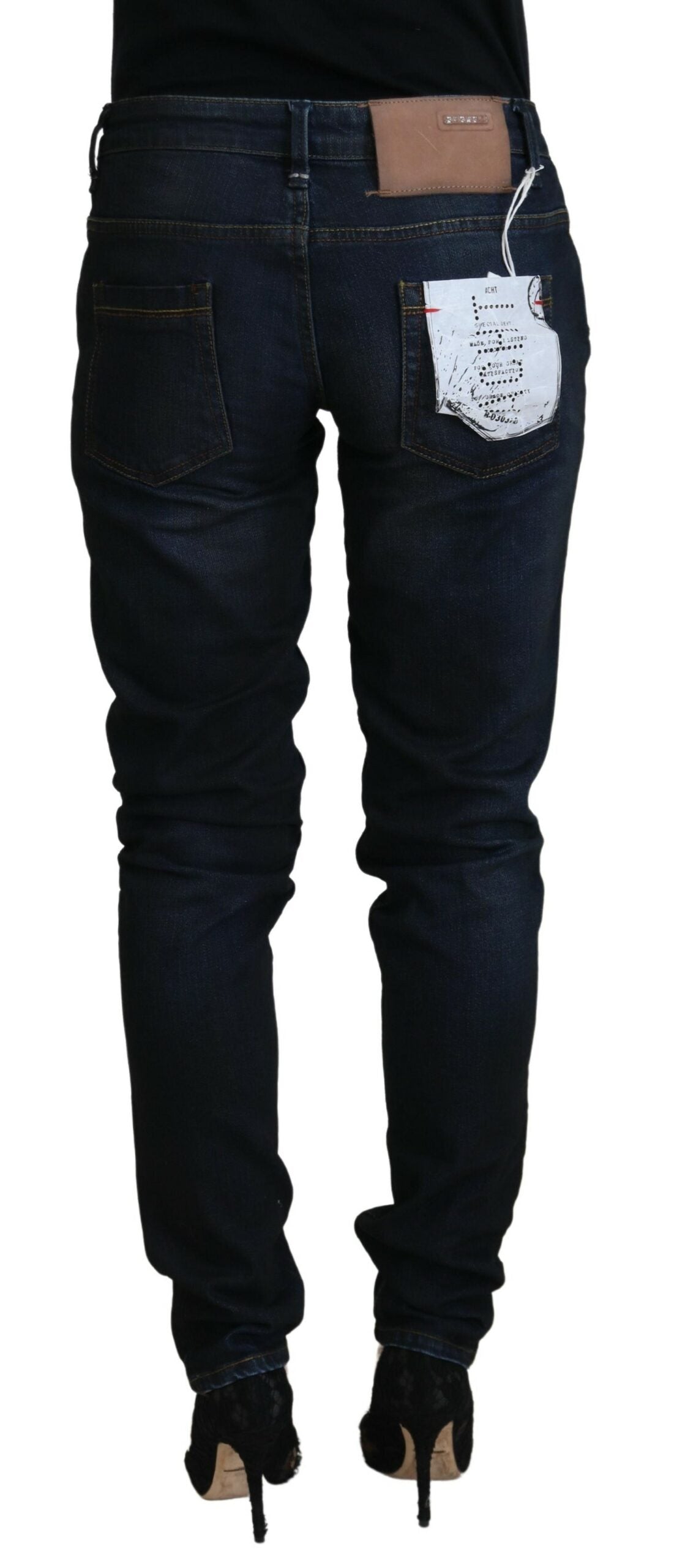 Acht Schicke Denim-Skinny-Jeans mit niedriger Taille