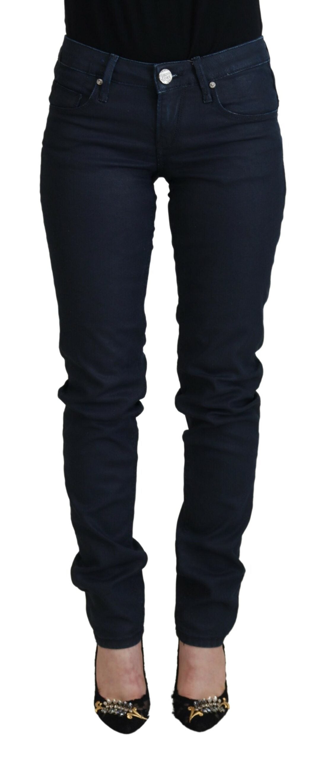 Acht Schicke Skinny Jeans mit niedriger Taille in Blau