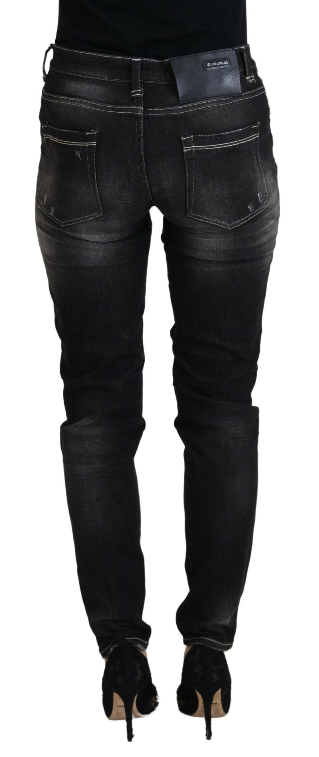 Eight Elegant Tapered Jeans Mid Waist Black