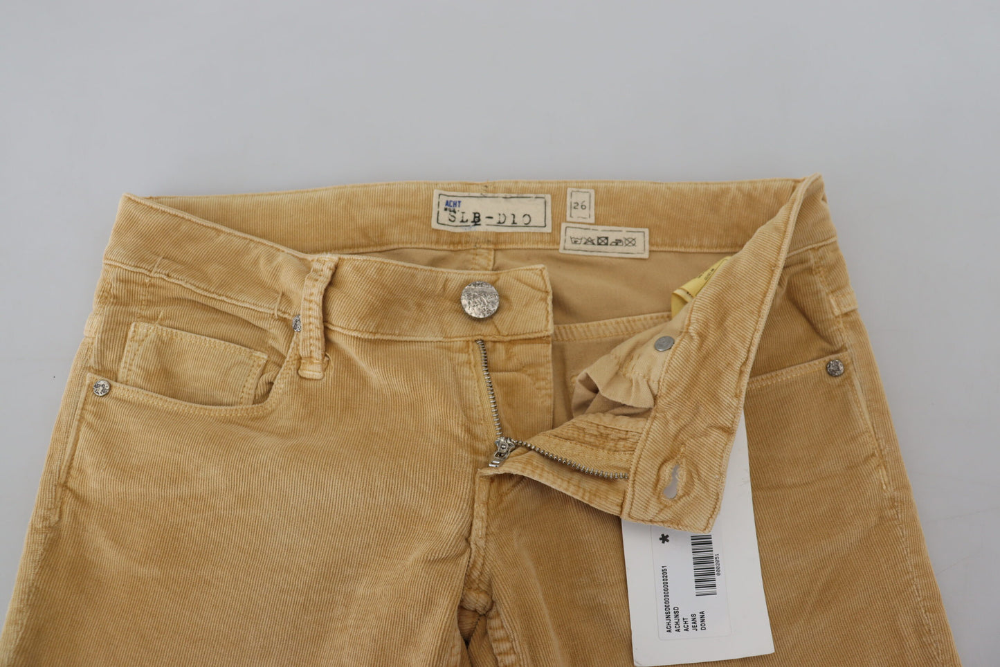 Eight Chic Brown Skinny Corduroy Pants with Low Waist