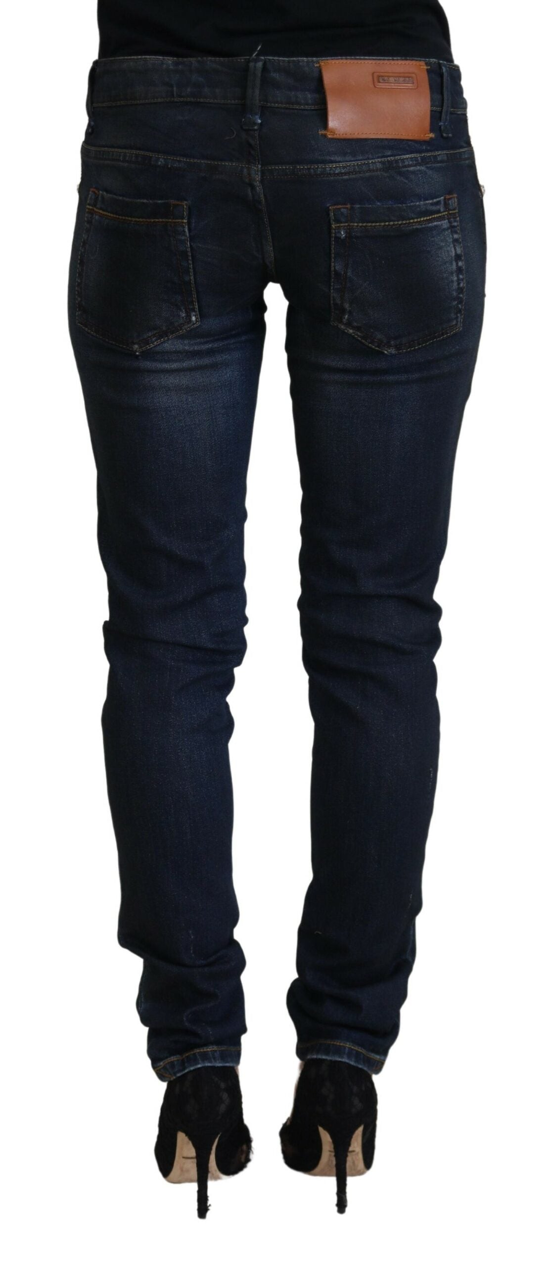 Acht Schicke Skinny-Denim-Hose mit niedriger Taille