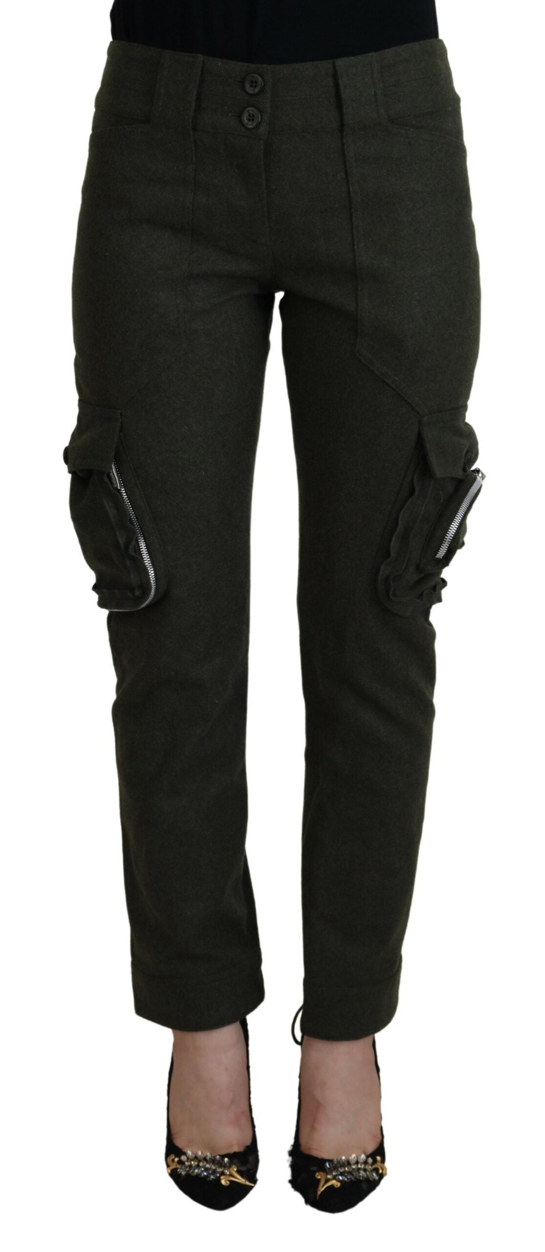 Ermanno Scervino Elegant tapered trousers in green wool blend