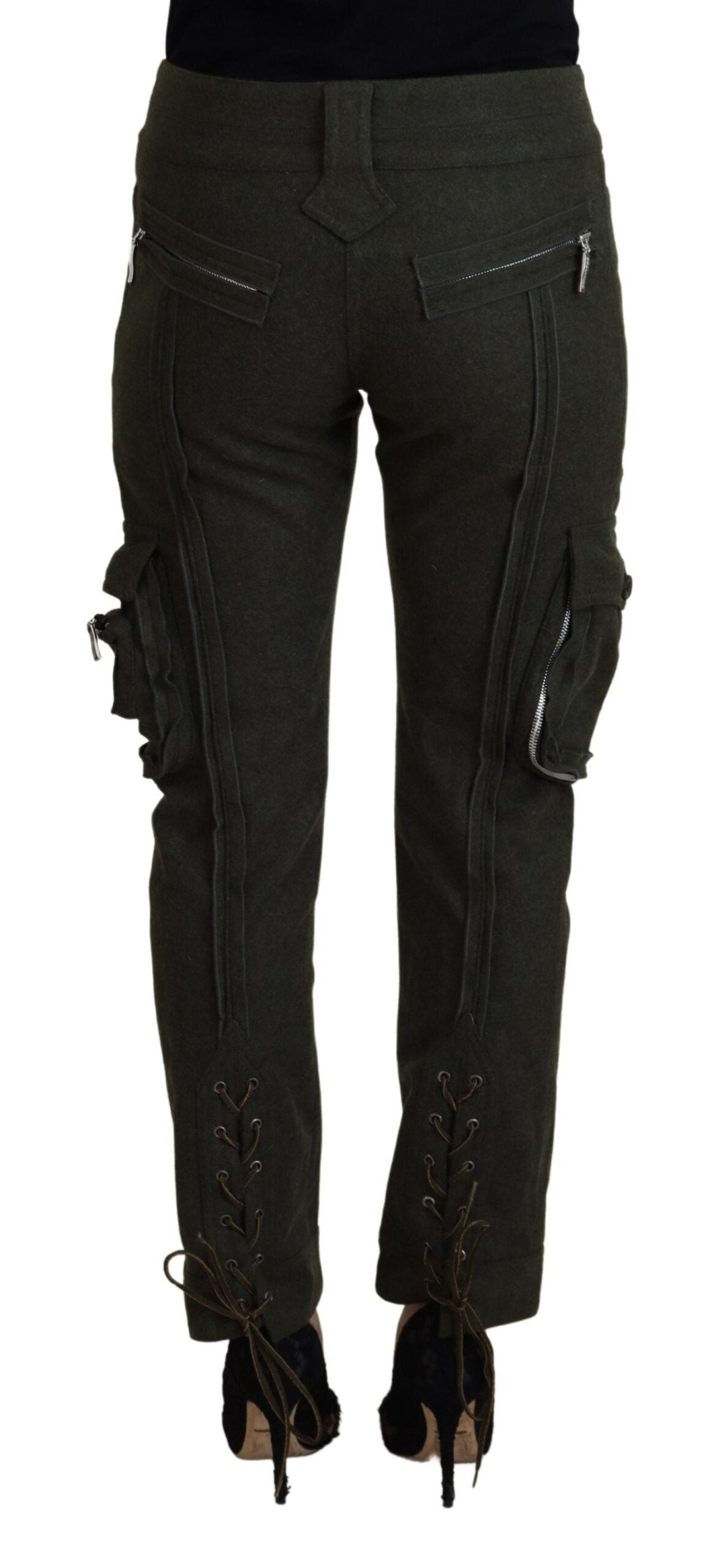 Ermanno Scervino Elegant tapered trousers in green wool blend