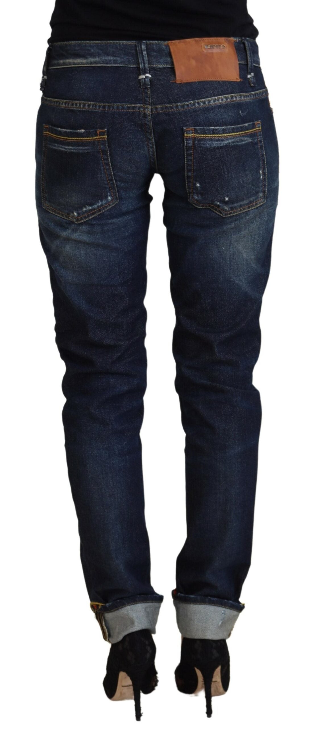 Acht Elegante Slim Fit Denim-Hose mit niedriger Taille