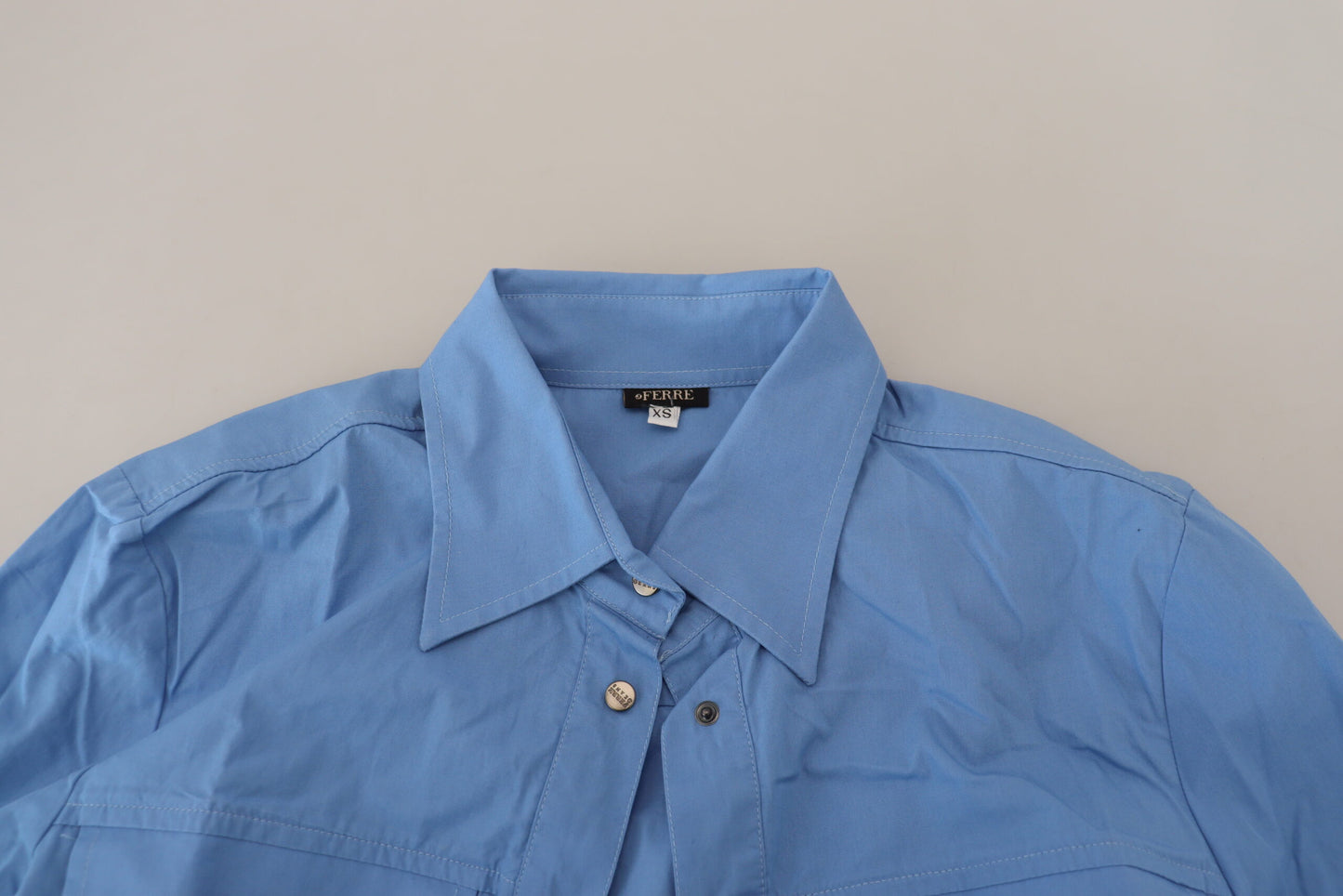 Ferre Elegantes langärmeliges Poloshirt aus blauer Baumwolle