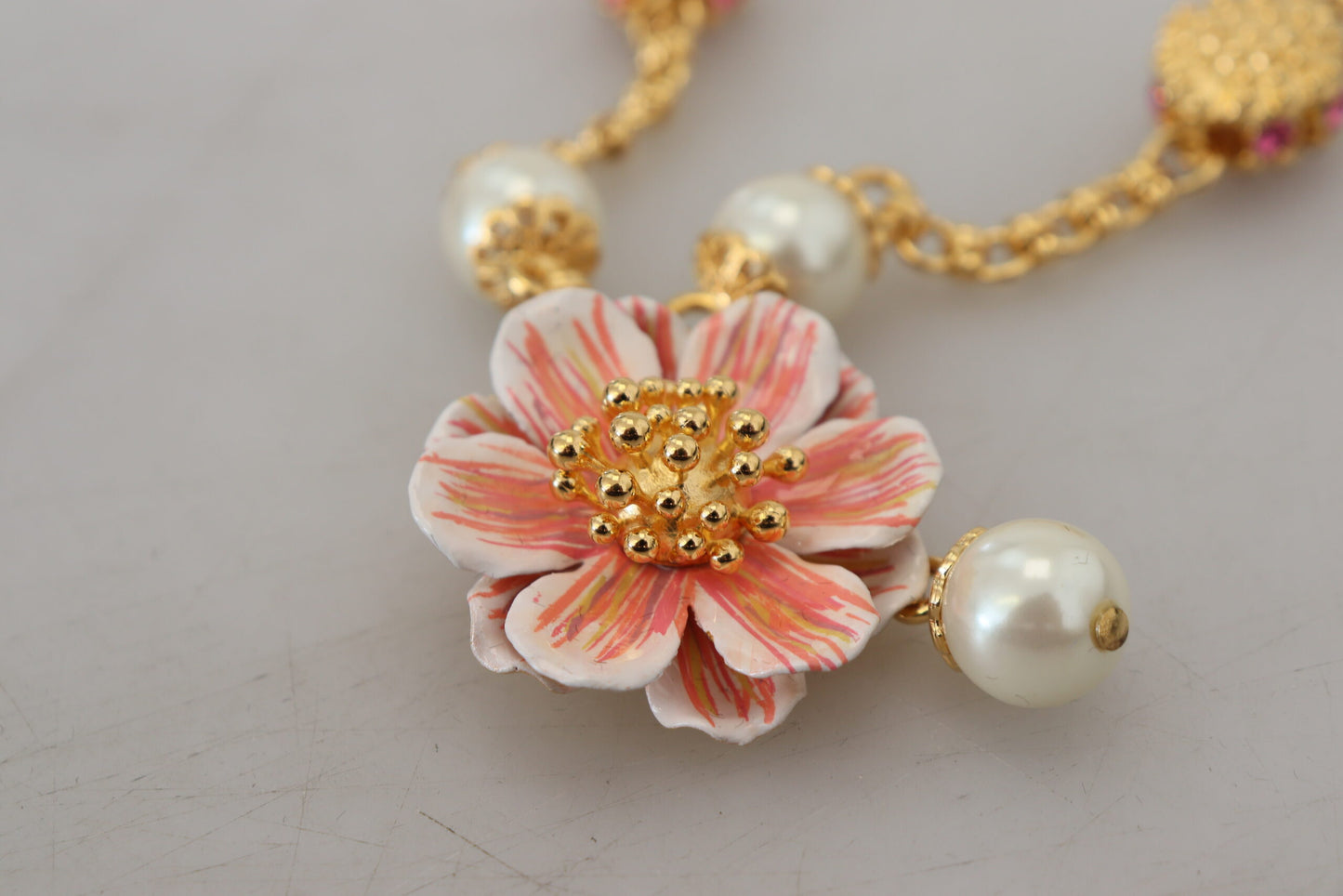 Dolce &amp; Gabbana Elegant floral statement charm necklace