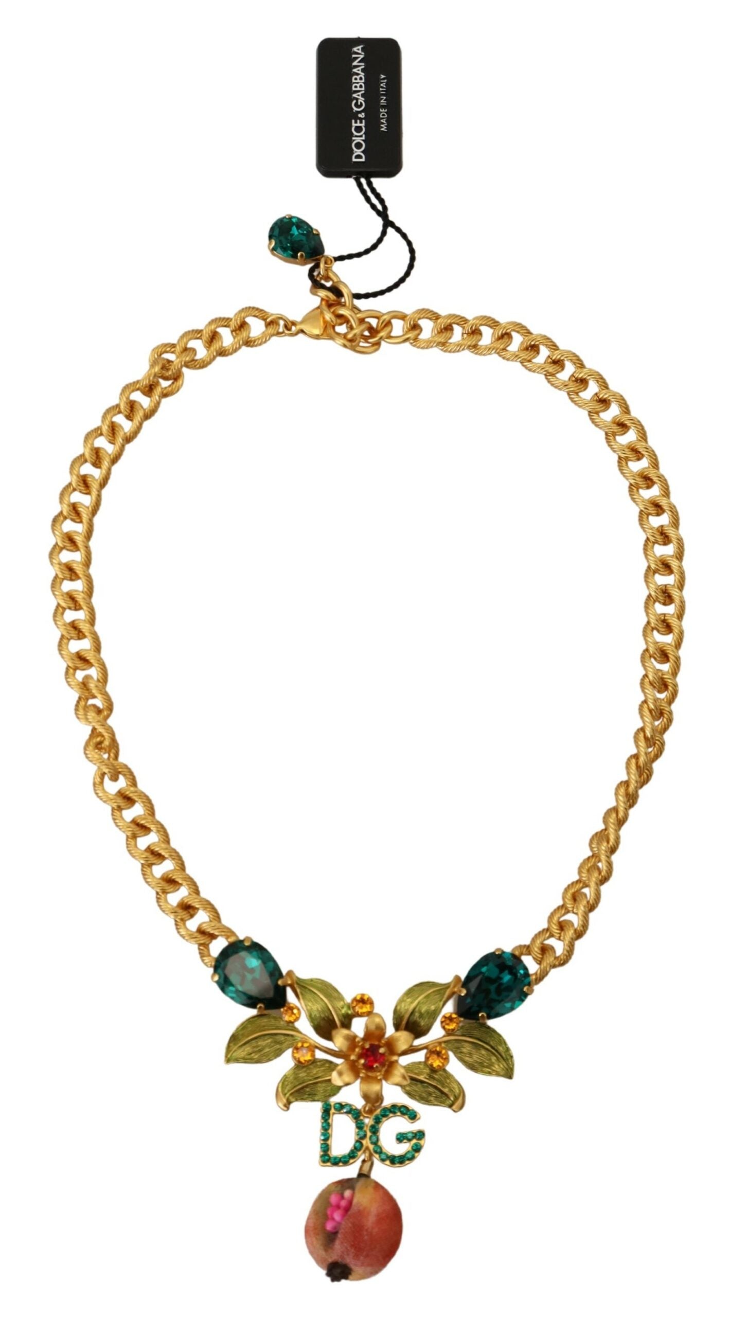 Dolce &amp; Gabbana Elegant gold-colored necklace with flowers and fruits