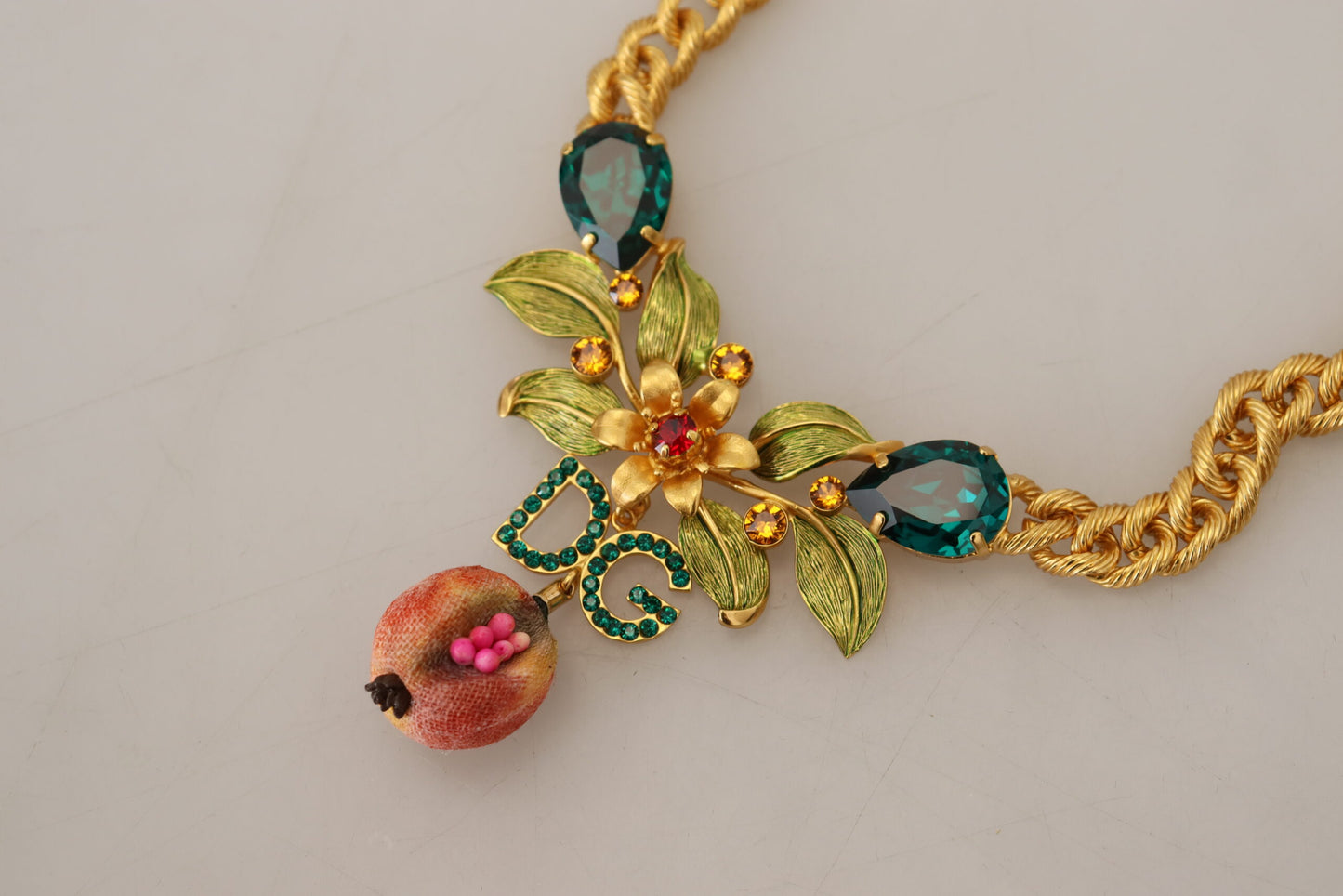 Dolce &amp; Gabbana Elegant gold-colored necklace with flowers and fruits