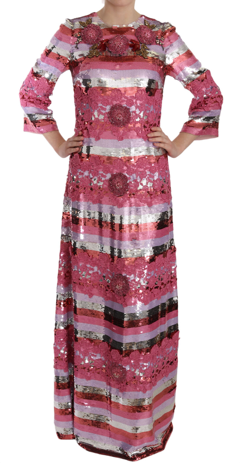 Dolce &amp; Gabbana Opulent floor-length dress with sequins in pink