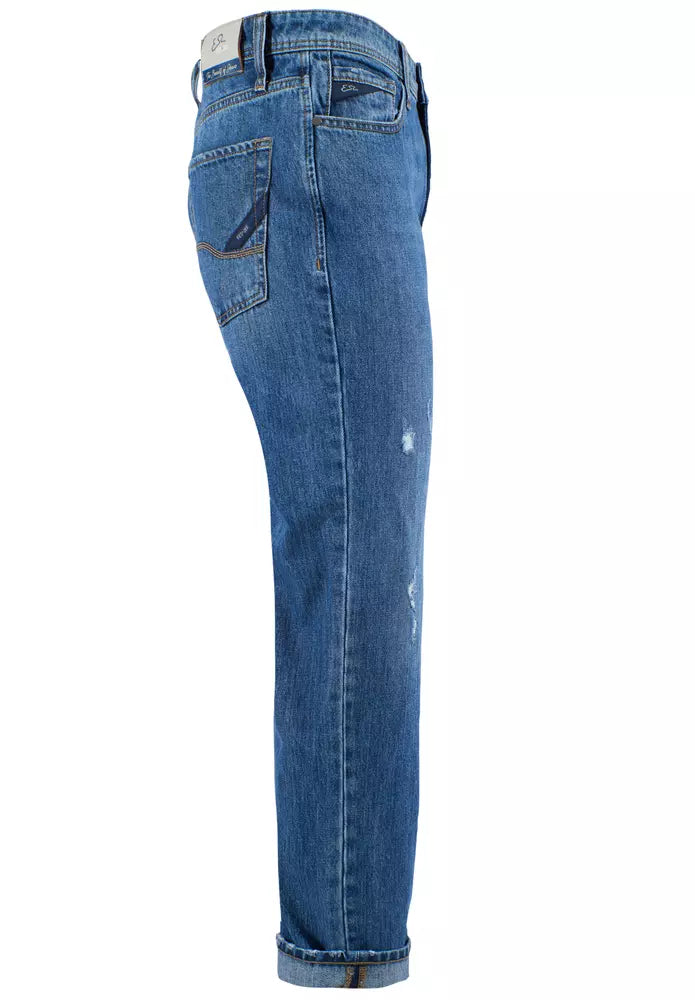 Yes Zee Blaue Baumwolle Herrenjeans