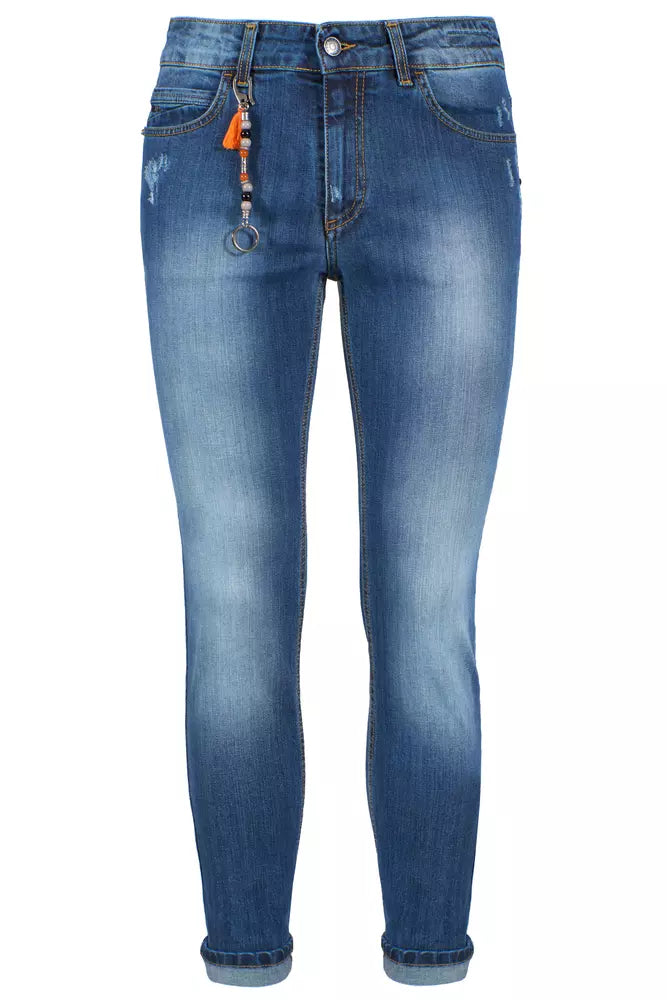 Yes Zee Slim-Fit-Jeans aus blauer Baumwolle für Männer