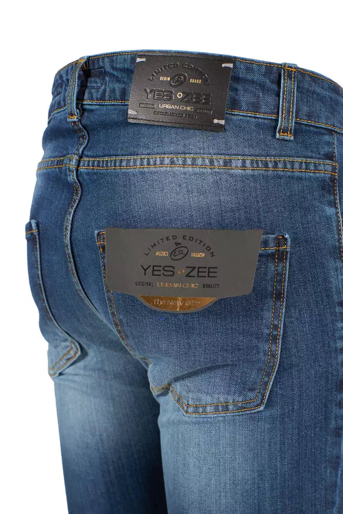 Yes Zee Slim-Fit-Jeans aus blauer Baumwolle für Männer