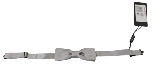 Dolce &amp; Gabbana Elegant Gray Silk Bow Tie