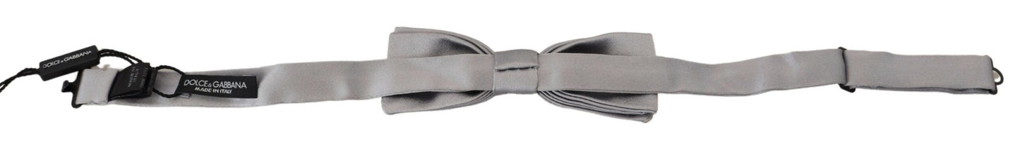 Dolce &amp; Gabbana Elegant Gray Silk Bow Tie