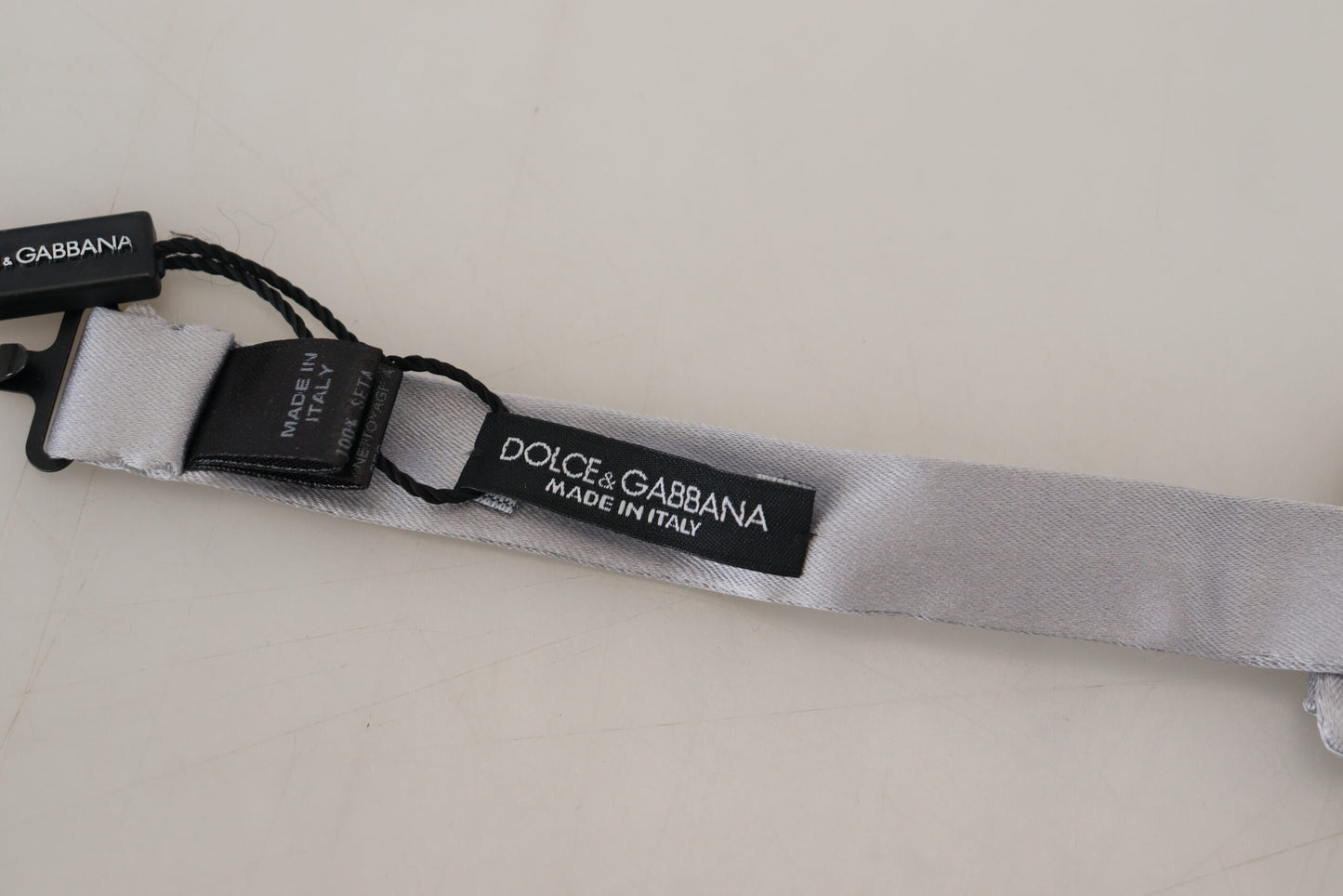 Dolce &amp; Gabbana Elegant Gray Silk Bow Tie