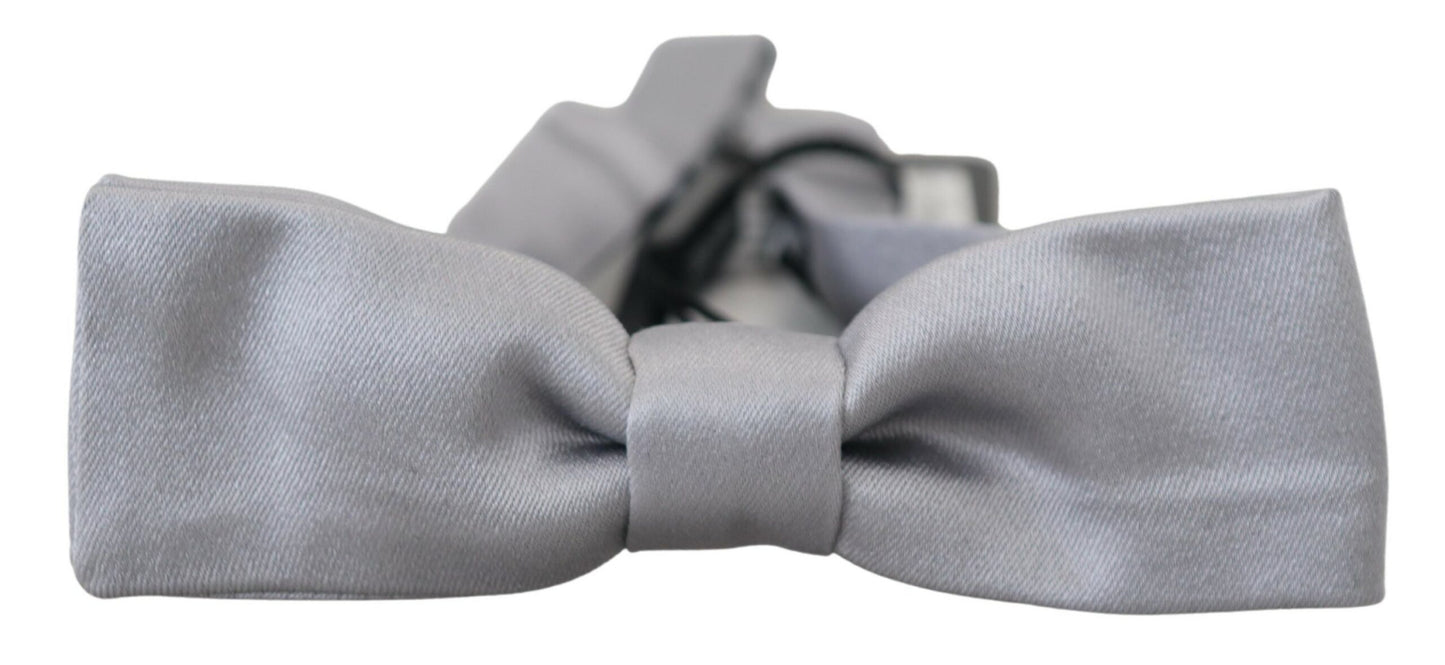 Dolce &amp; Gabbana Elegant Gray Silk Bow Tie