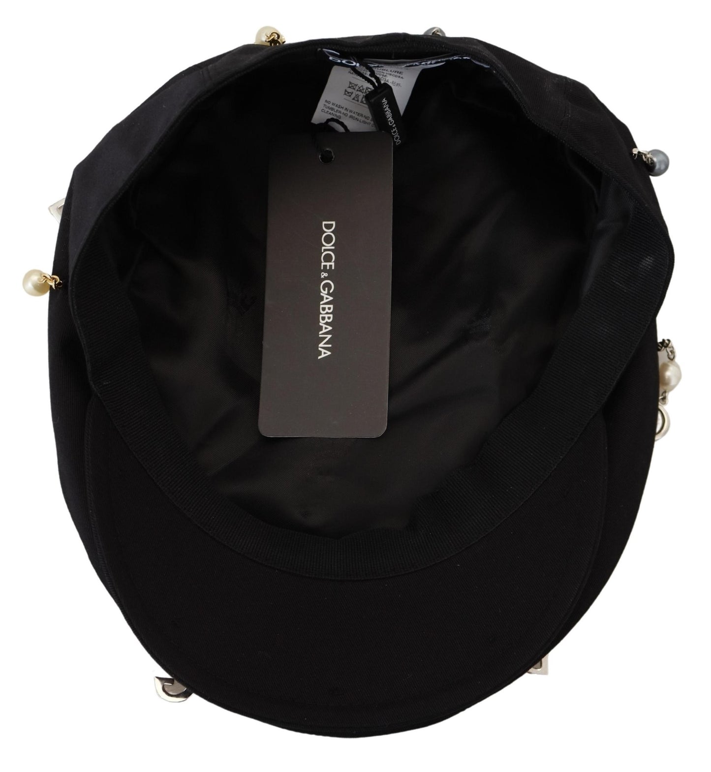 Dolce &amp; Gabbana Elegant Newsboy -hattu mustaa puuvillaa