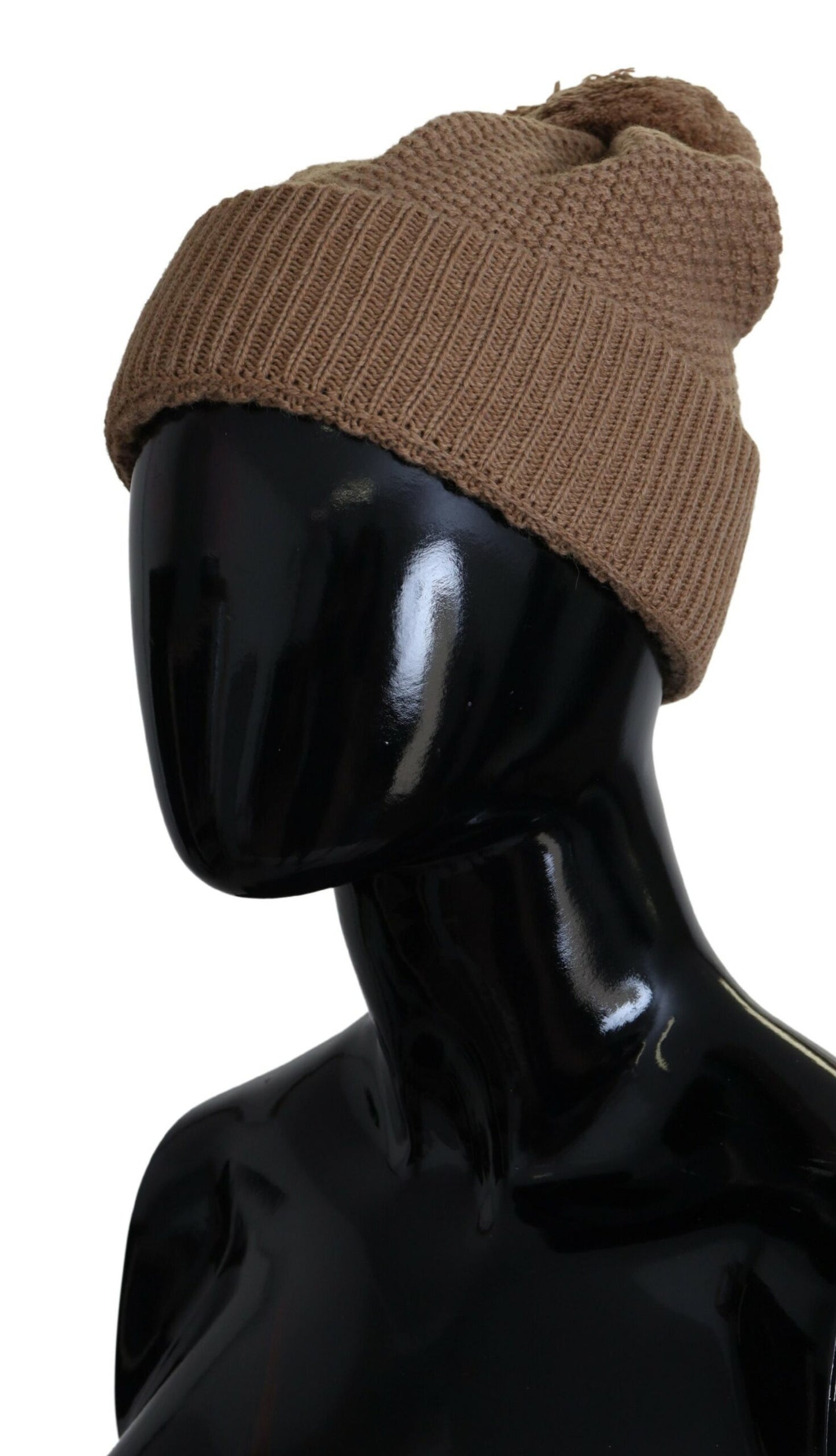 Dolce &amp; Gabbana Elegant camel knitted hat with fur trim