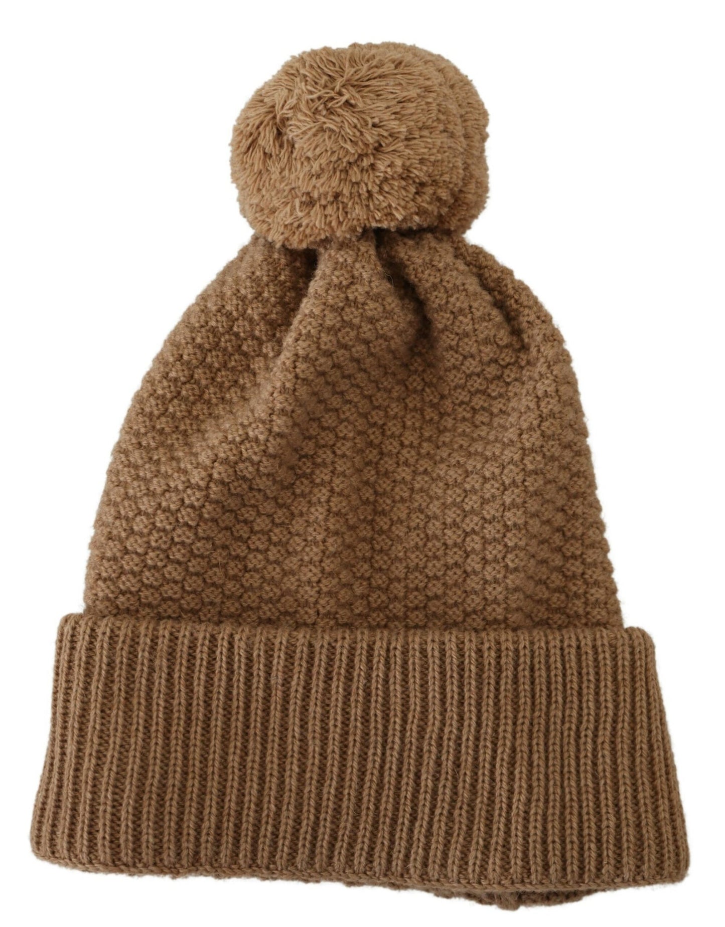 Dolce &amp; Gabbana Elegant camel knitted hat with fur trim