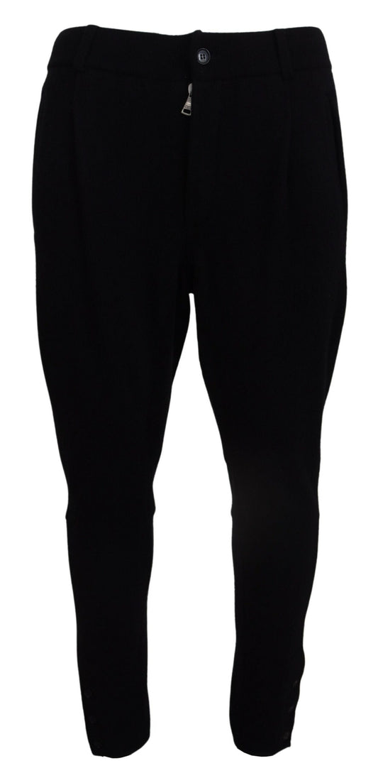 Dolce &amp; Gabbana Elegant Black Tapered Wool Trousers