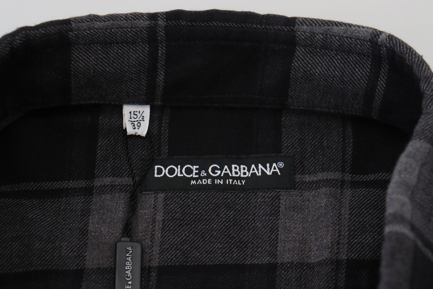 Dolce &amp; Gabbana elegantti musta ja harmaa napillinen paita