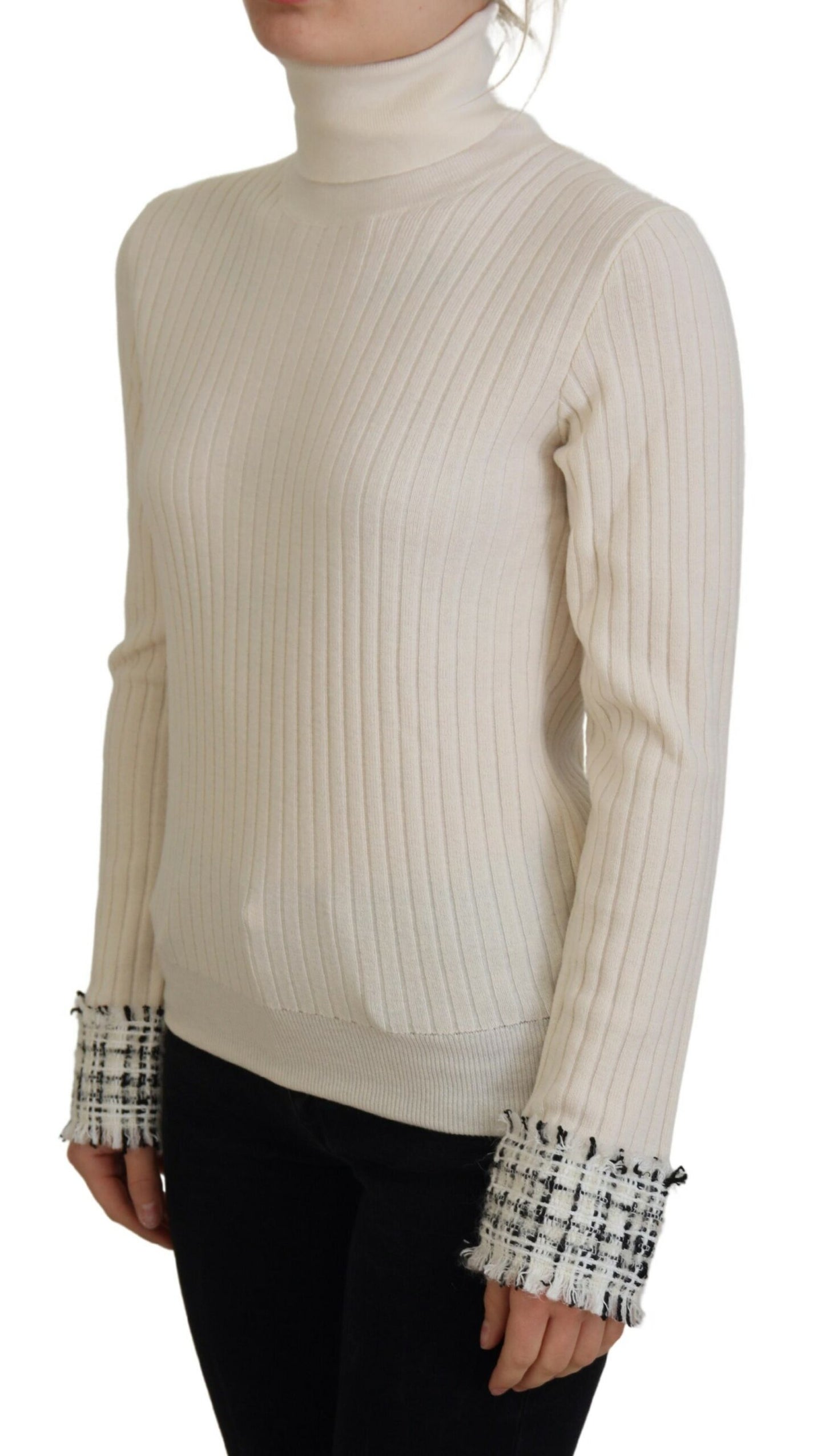 Dolce &amp; Gabbana ivory wool-blend turtleneck sweater