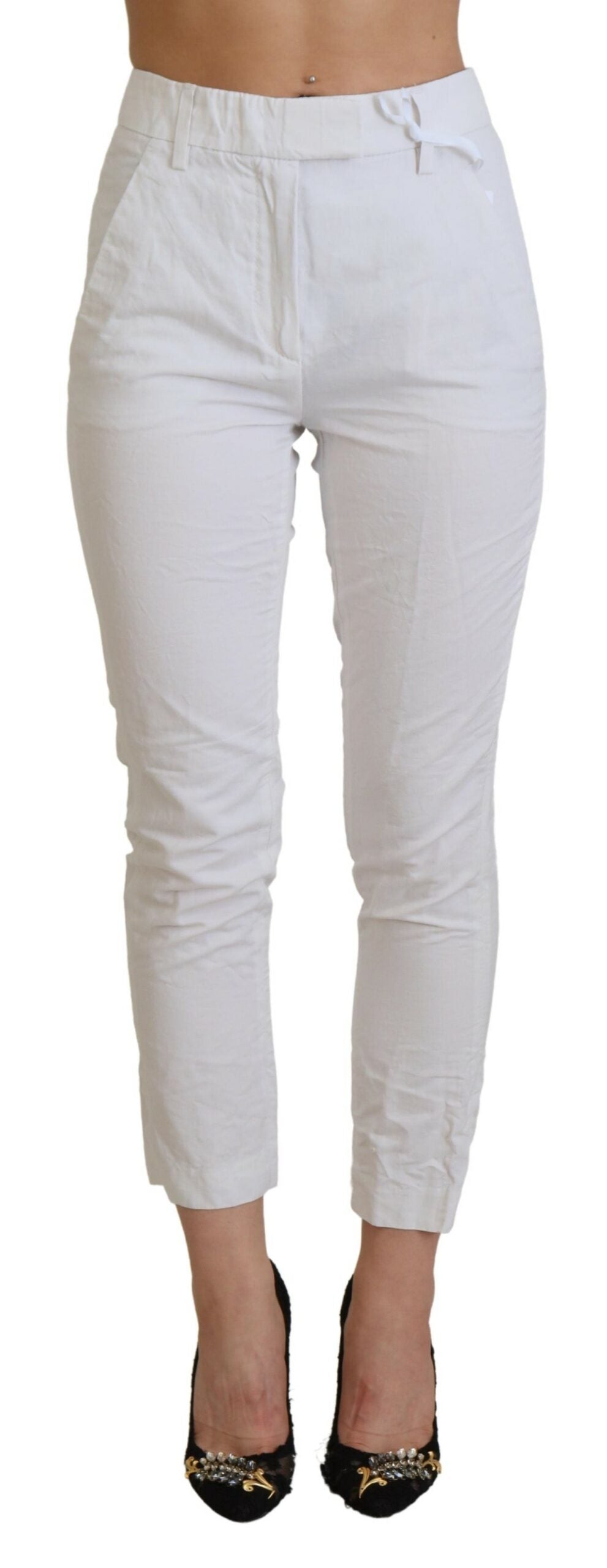 Dondup Elegant tapered white high waist trousers