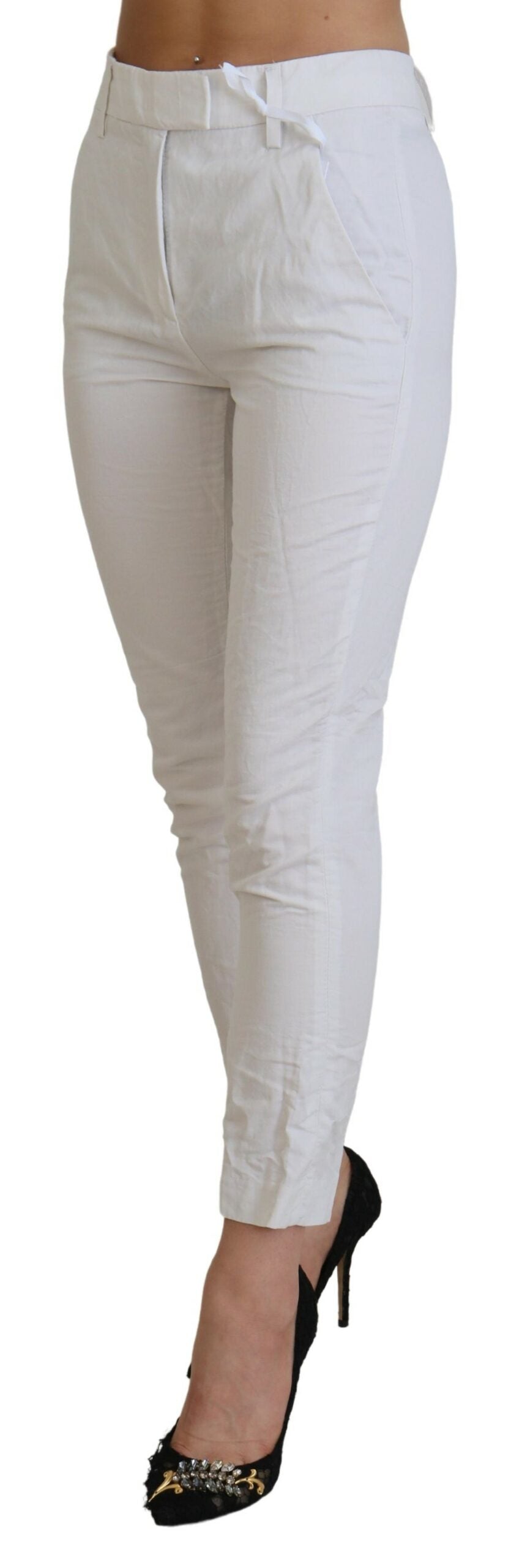 Dondup Elegant tapered white high waist trousers