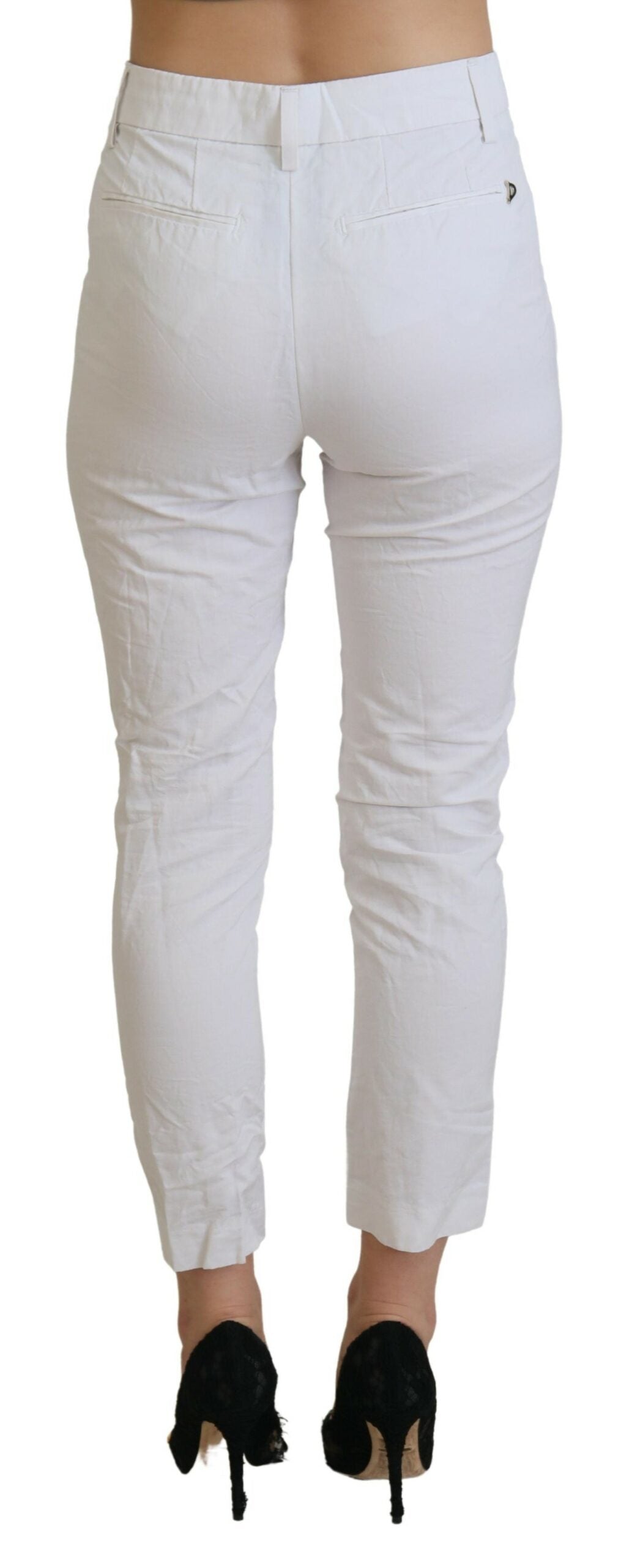 Dondup Elegant tapered white high waist trousers