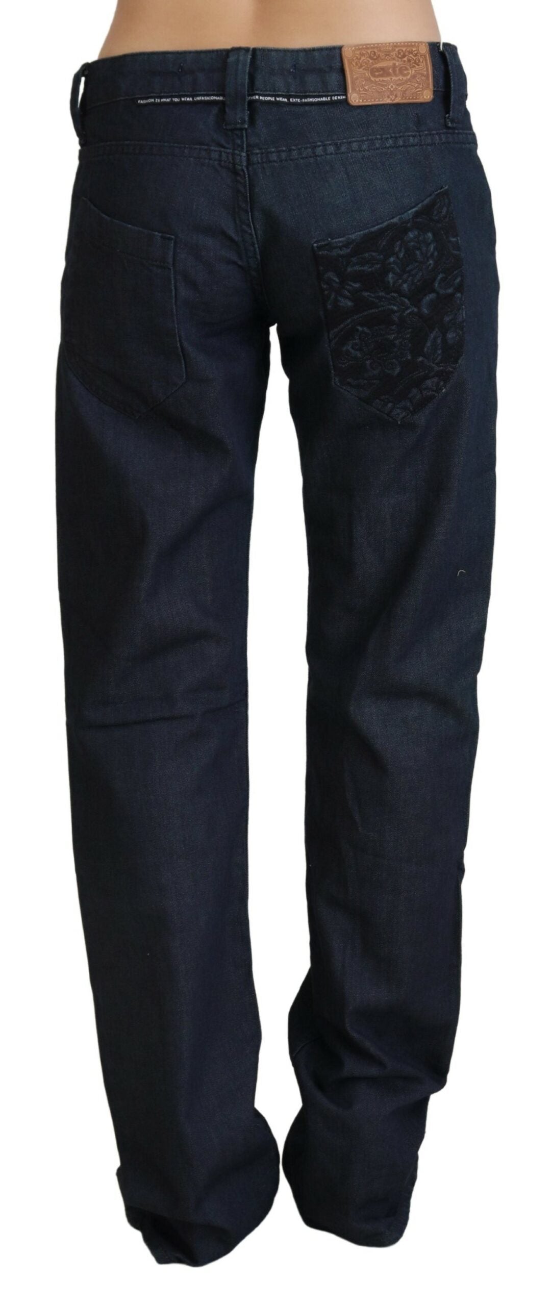 Exte Chic dark blue jeans with low waist and straight cut