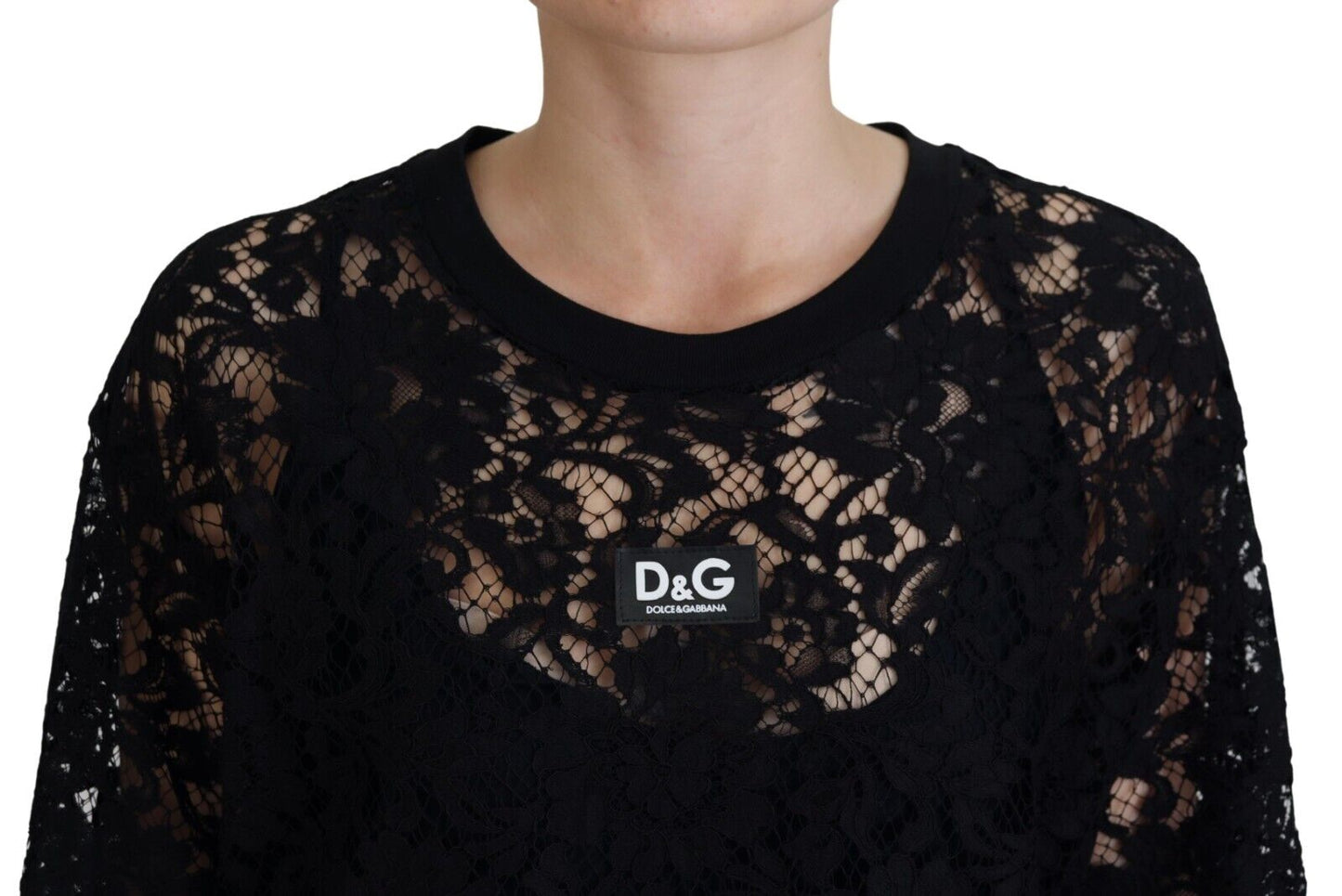 Dolce &amp; Gabbana Elegant Black Floral Lace Shift Dress