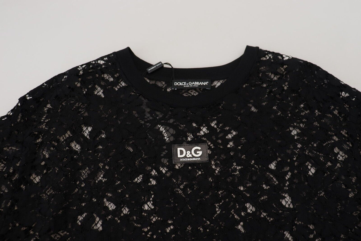 Dolce &amp; Gabbana Elegant Black Floral Lace Shift Dress