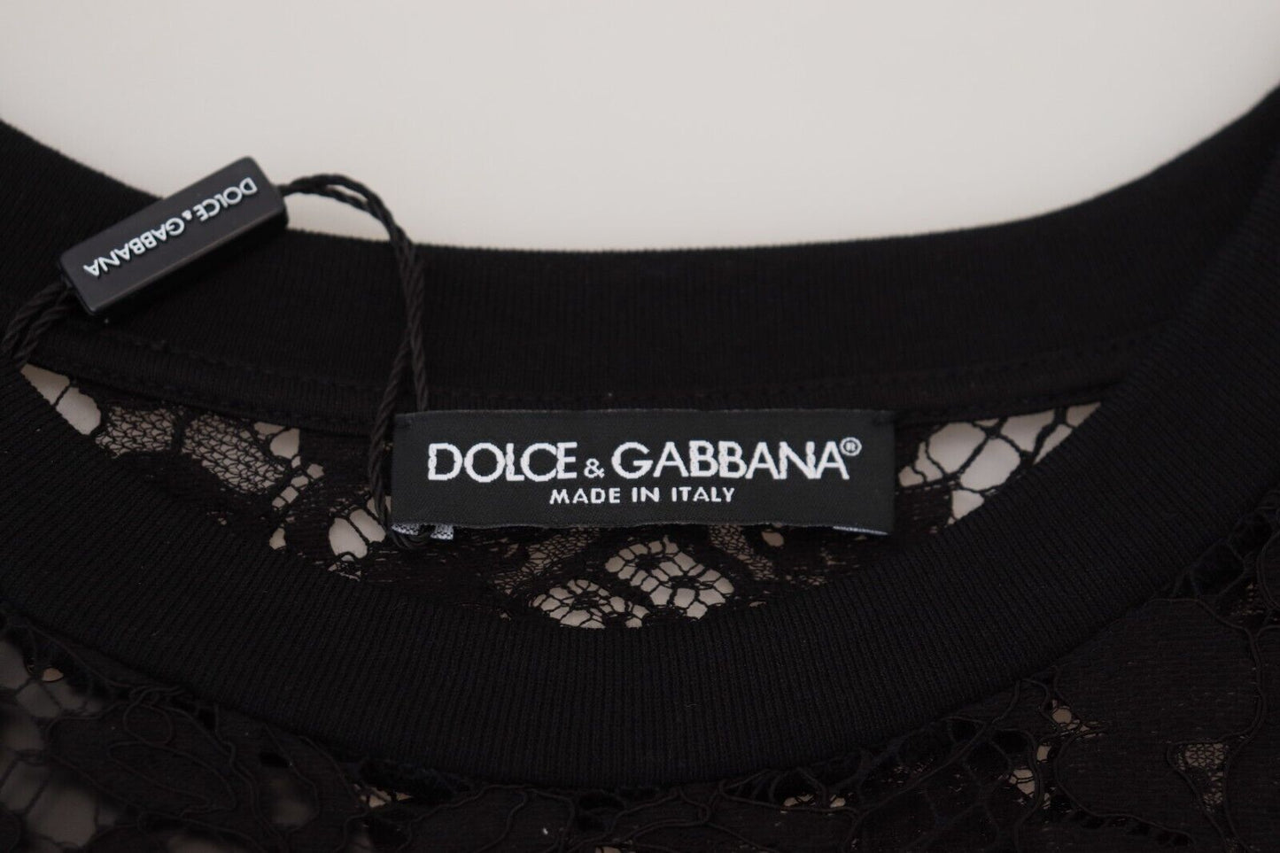 Dolce &amp; Gabbana Elegant Black Floral Lace Shift Dress