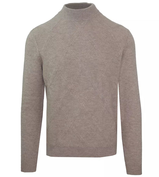 Malo beige wool turtleneck sweater for men