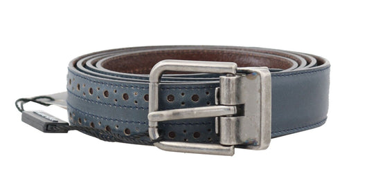 Dolce &amp; Gabbana Elegant Blue Leather Belt for Men