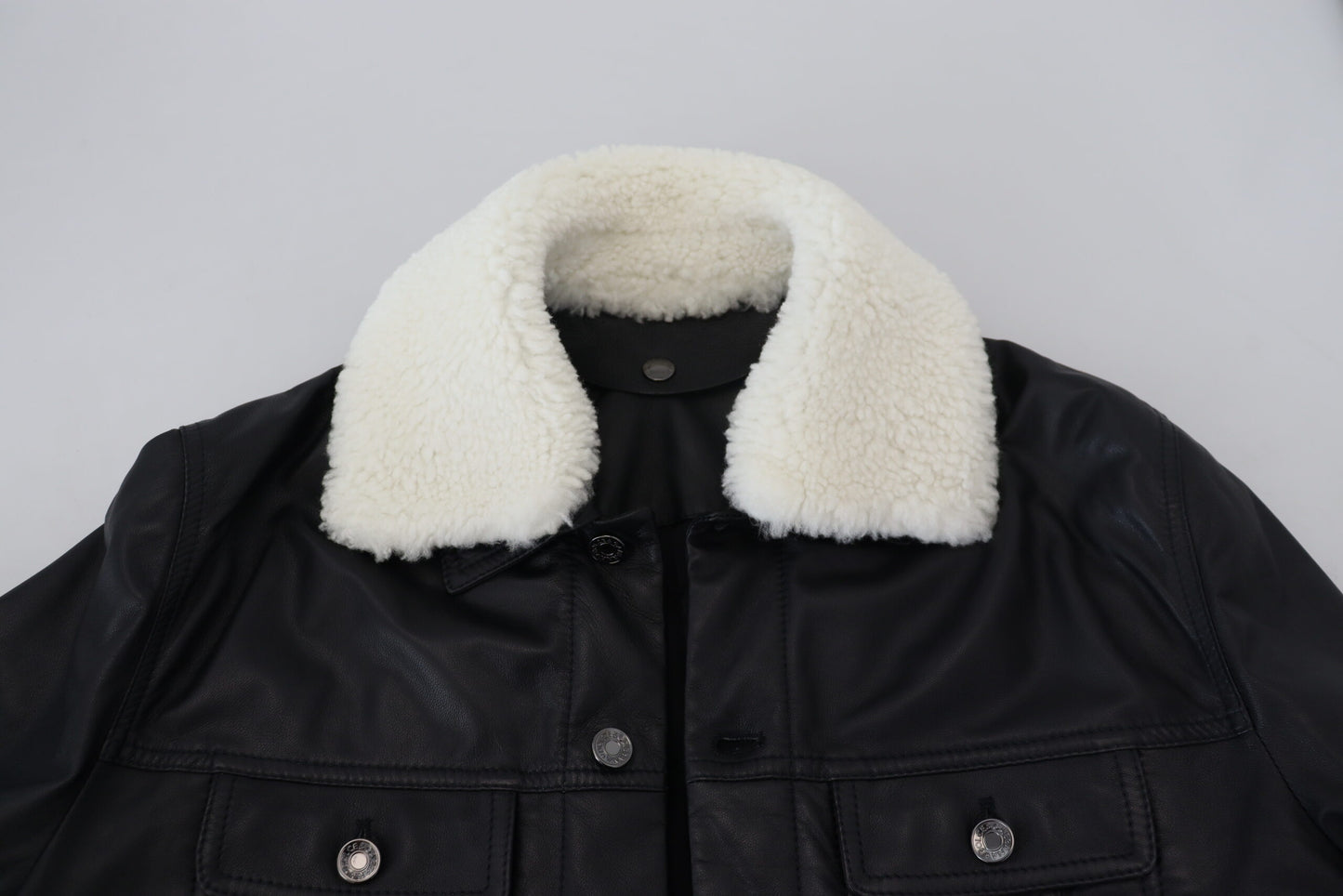 Dolce & Gabbana Elegante schwarze Lederbomberjacke