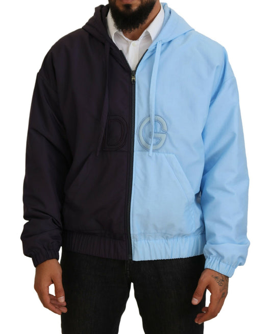 Dolce &amp; Gabbana Elegant blue jacket with hood - full zip