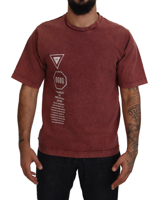 Dolce &amp; Gabbana Elegant maroon printed cotton T-shirt