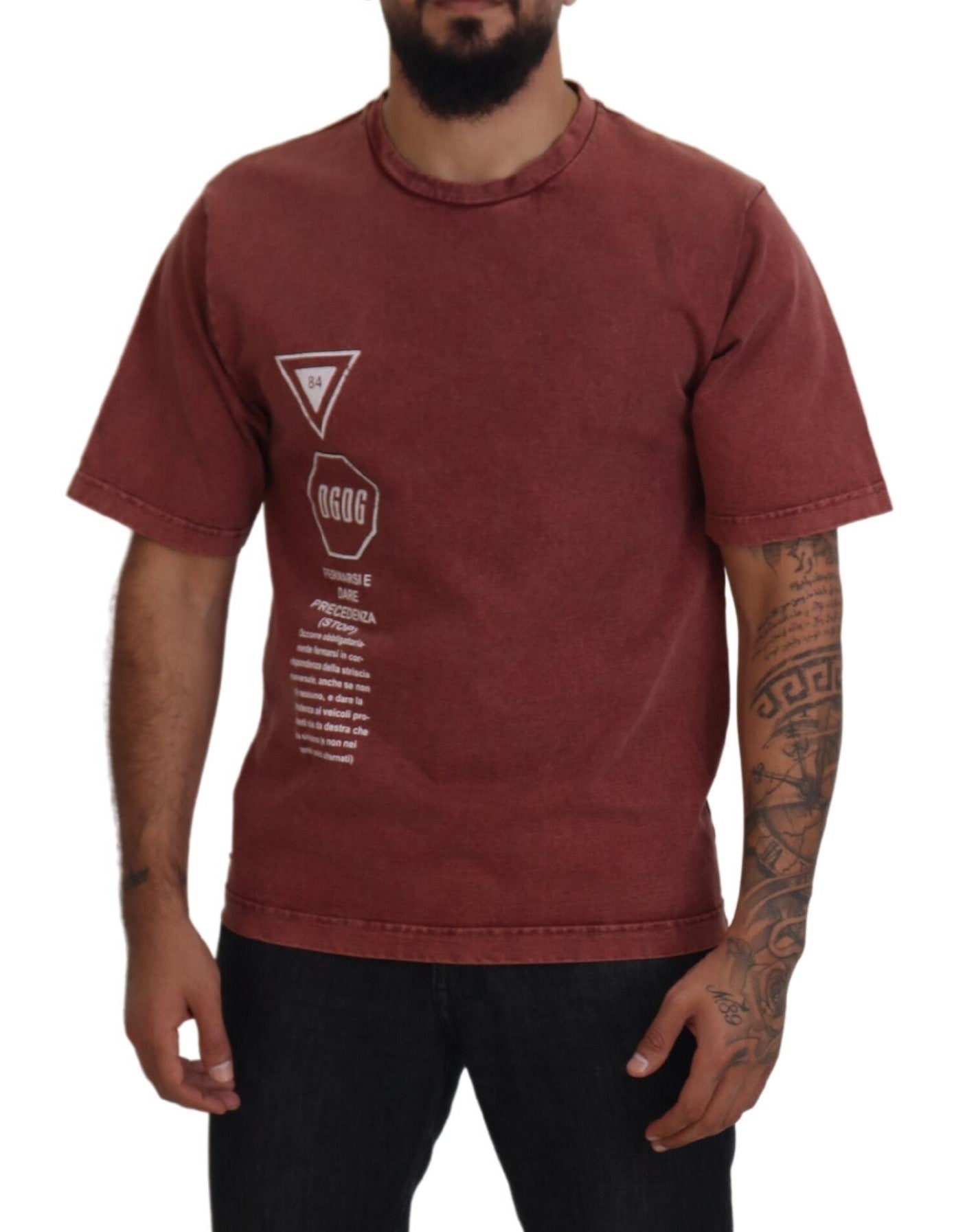 Dolce &amp; Gabbana Elegant maroon printed cotton T-shirt