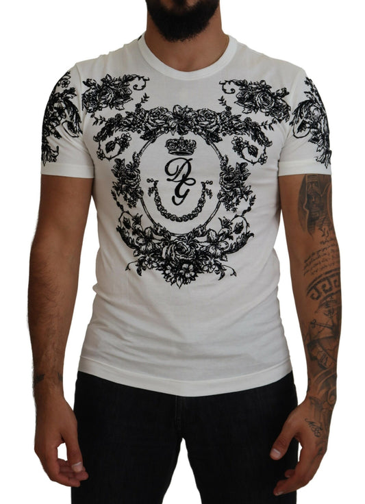 Dolce &amp; Gabbana Elegant Floral Crown Tee