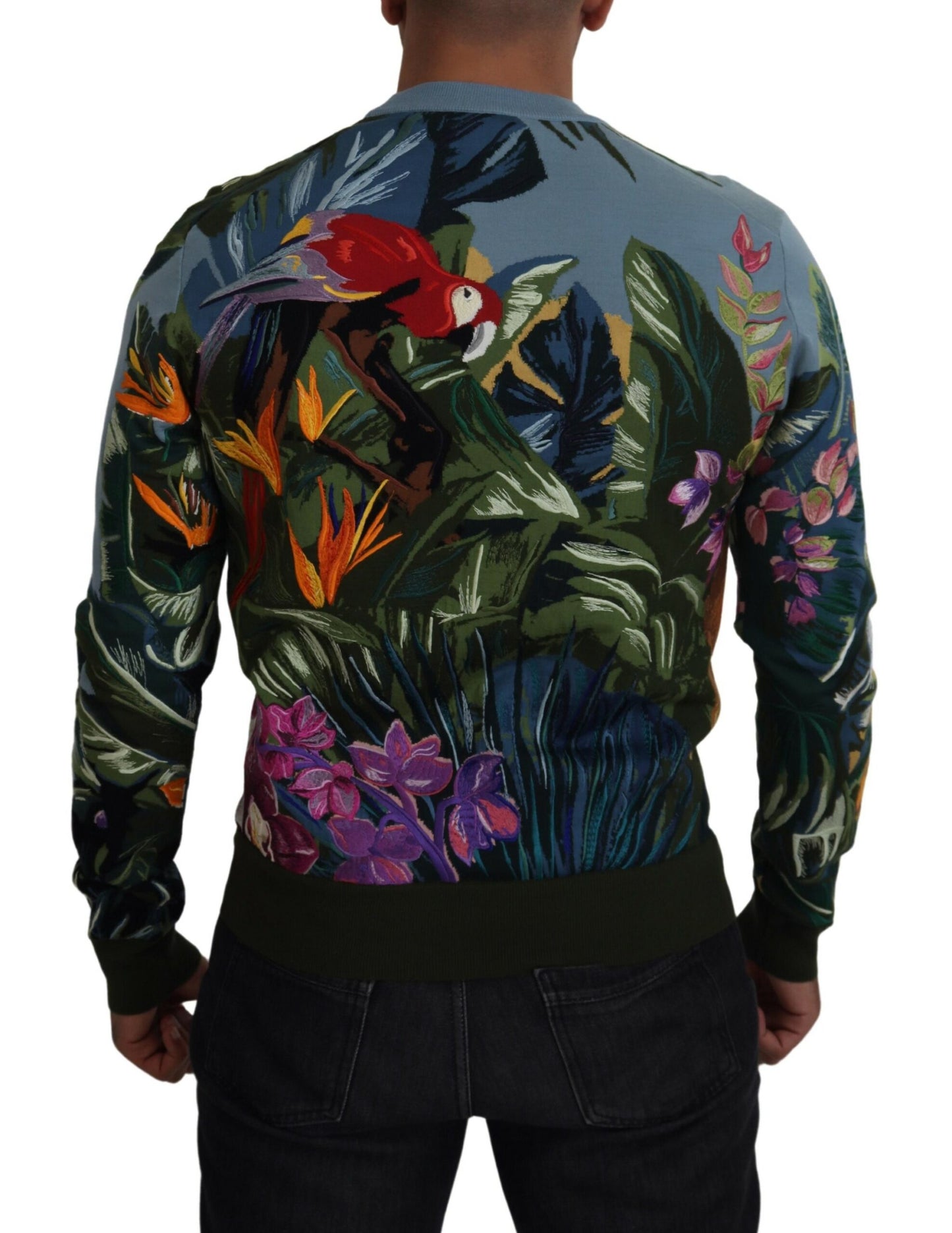 Dolce &amp; Gabbana jungle embroidered wool-silk sweater