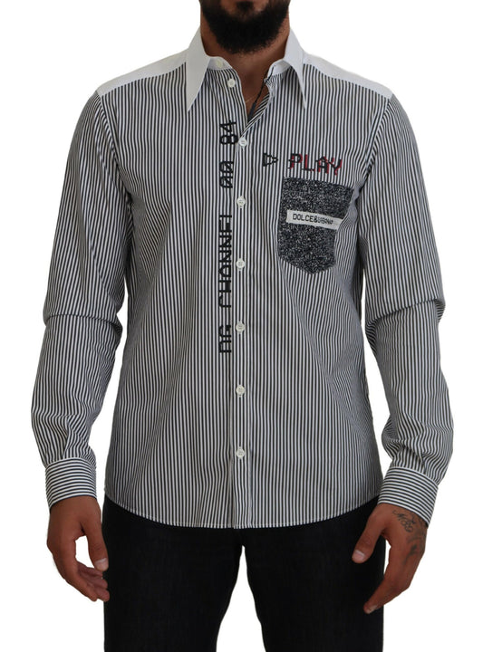 Dolce &amp; Gabbana Classic Black and White Striped Button-Down Shirt