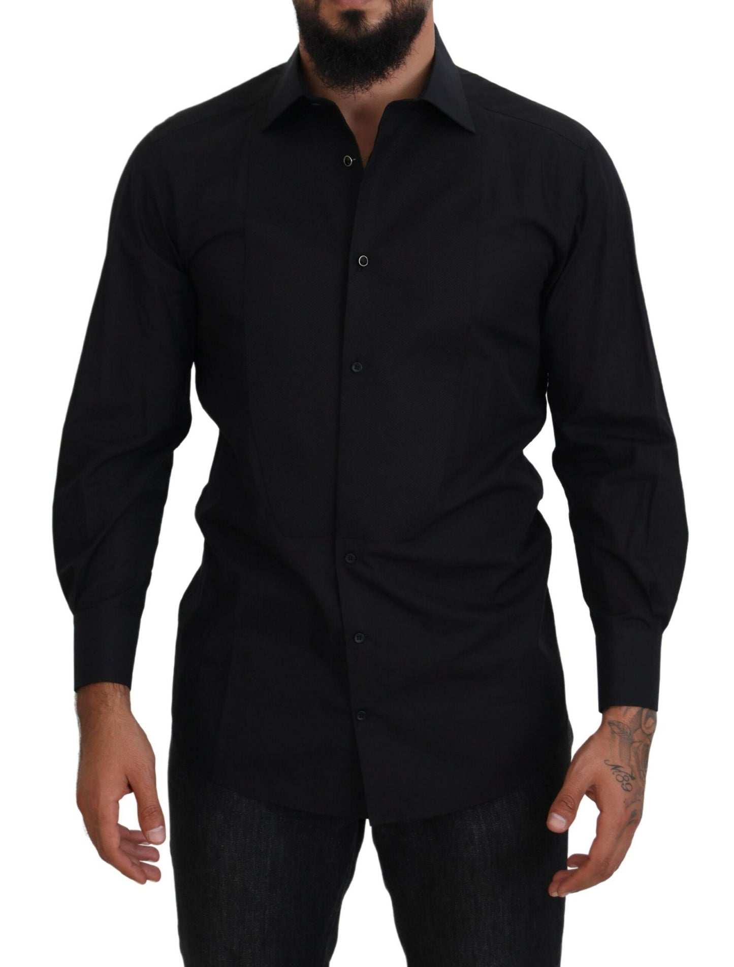 Dolce &amp; Gabbana Elegant Black Formal Long Sleeve Shirt