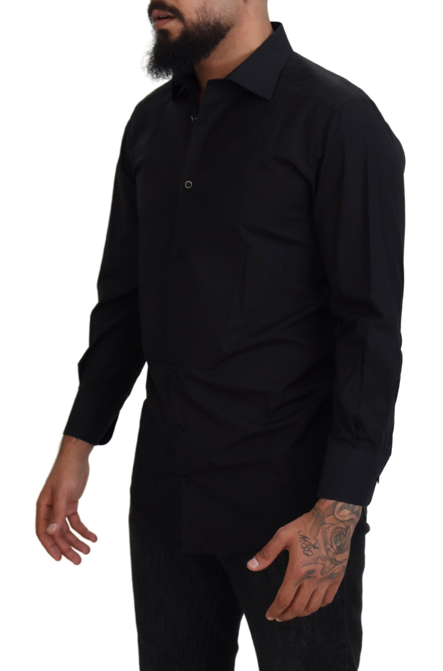 Dolce &amp; Gabbana Elegant Black Formal Long Sleeve Shirt