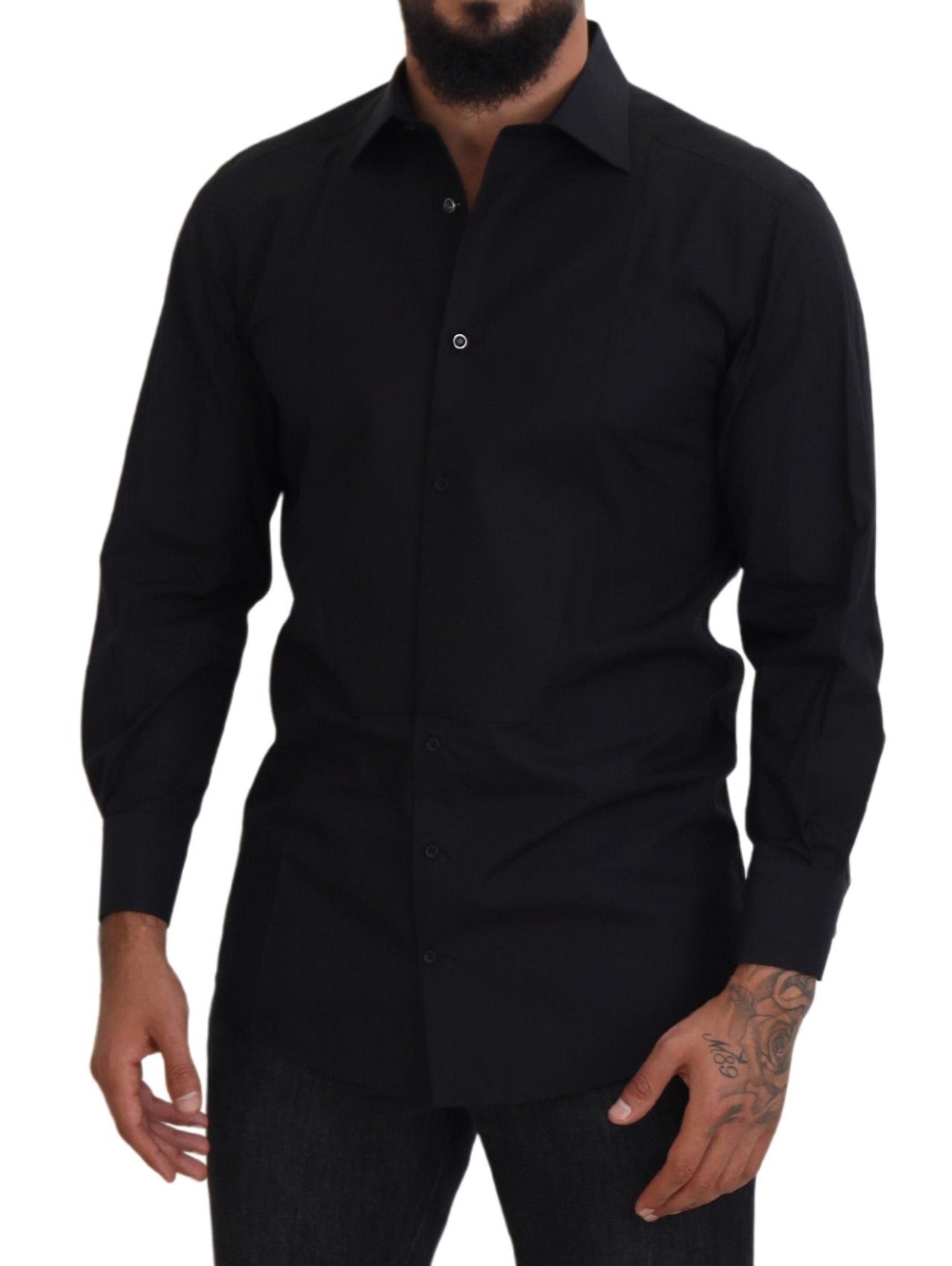 Dolce &amp; Gabbana Elegant Black Formal Long Sleeve Shirt