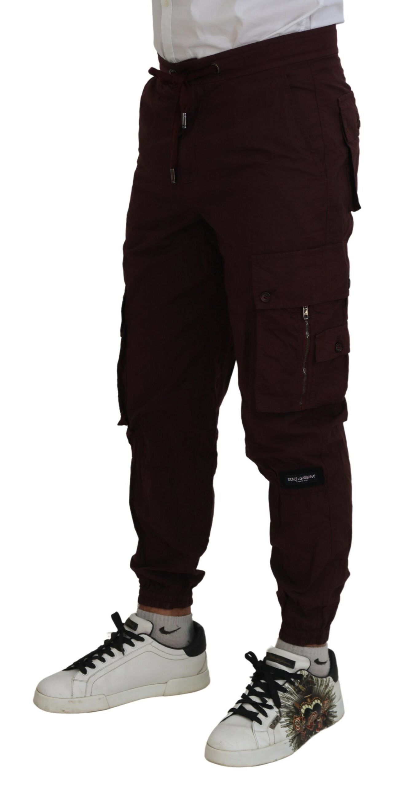 Dolce &amp; Gabbana Elegant burgundy cotton jogger pants