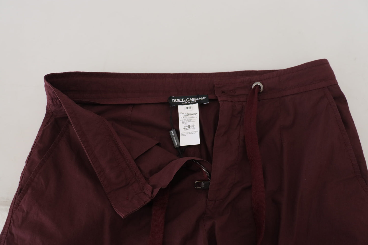 Dolce &amp; Gabbana Elegant burgundy cotton jogger pants